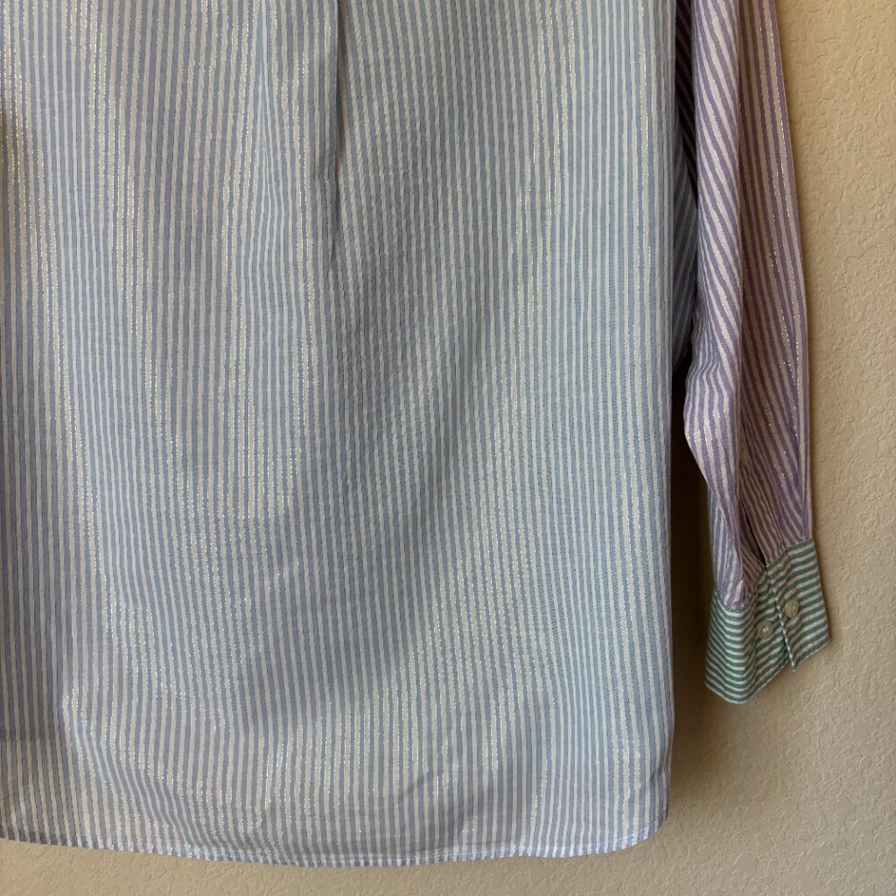 GAP Metallic Mixed Stripe Oversized Button Up Big… - image 12